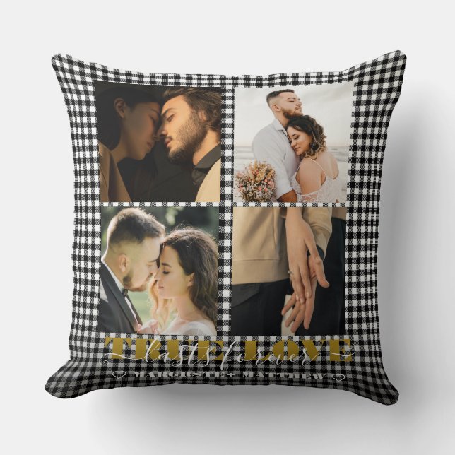 Coussin Couple romantique Amour véritable 4 Photo & Citati (Recto)