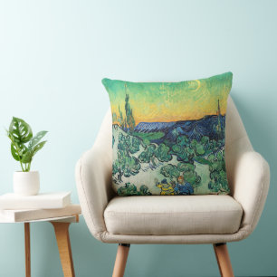 Coussin Couple romantique de Van Gogh marchant sous la lun