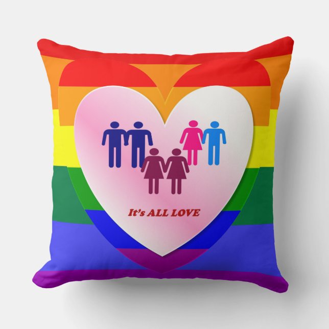 Coussin Couples à l'intérieur de la All Love Pride Coeur (Recto)