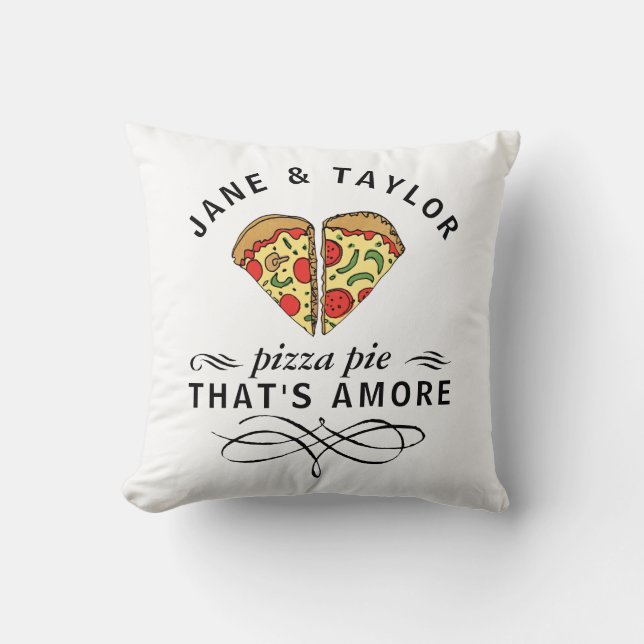 Coussin Couples Love Pizza Ajouter des noms (Recto)