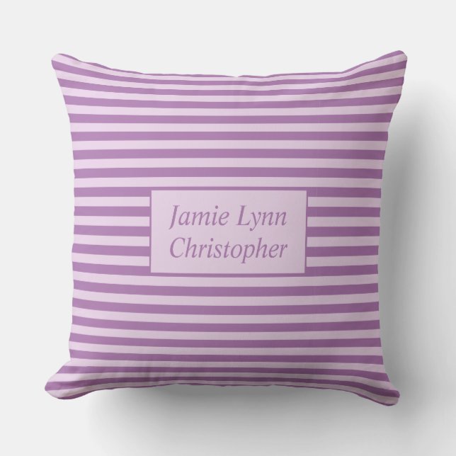 Coussin Couples personnalisés Noms Bandes Violettes (Recto)