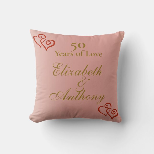 Coussin Couples Romantiques Élégants Rose Gold 50e Anniver (Recto)