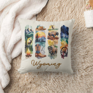 Coussin Coups de pinceau artistiques du Wyoming panoramiqu