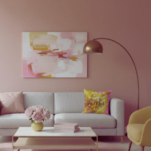 Coussin Coups de pinceau modernes abstraits jaune vif