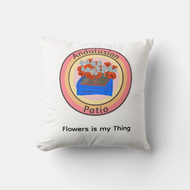 Coussin Cour andalouse fleurs jardin (Recto)
