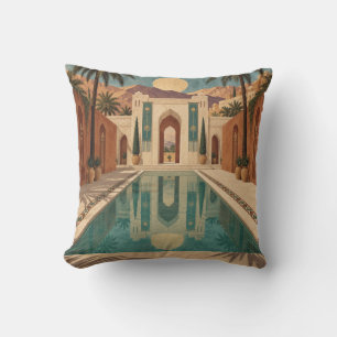 Coussin Cour jardin de palmiers Bassin réfléchissant turqu