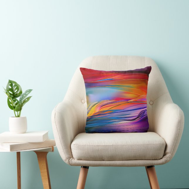 Coussin "Courants chromatiques" Abstrait contemporain  (Chaise)