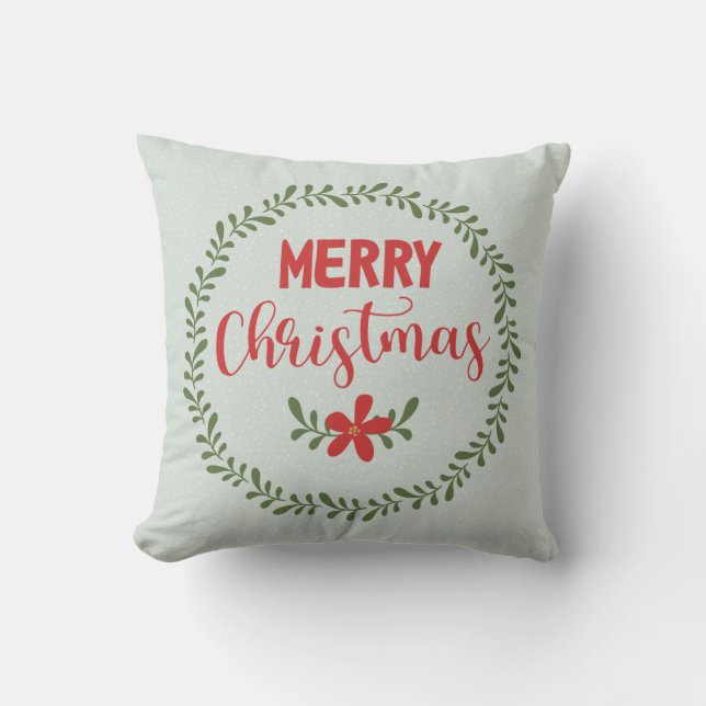 Coussin Courbe à feuilles Joyeux Noël (Recto)