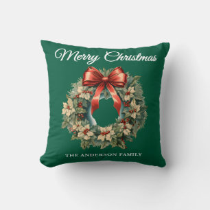 Coussin Courbe de Noël Green Holly Berry
