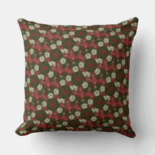 Coussin Courbe de Noël Rouge Vert or avec étoile rouge