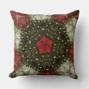 Coussin Courbe de Noël Rouge Vert or avec étoile rouge