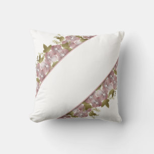 Coussin Courbe fleurie printemps été fleurs roses vert lea