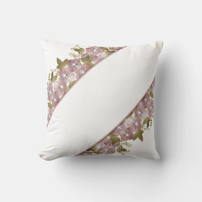 Coussin Courbe fleurie printemps été fleurs roses vert lea (Recto)