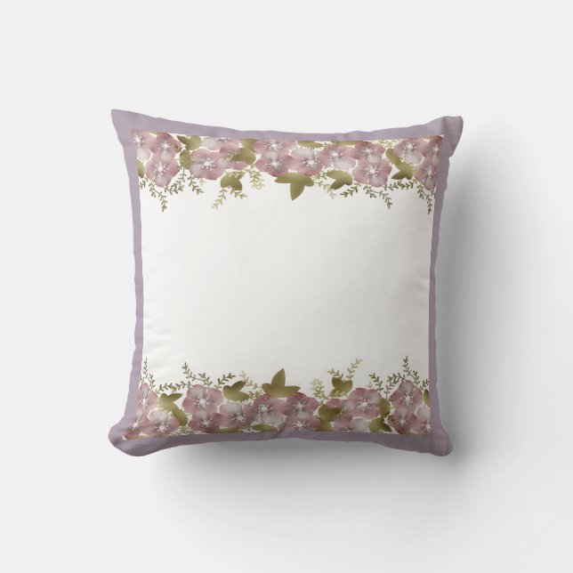 Coussin Courbe fleurie printemps été fleurs roses vert lea (Recto)
