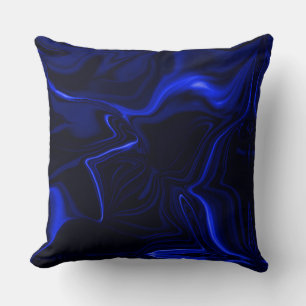 Coussin Courbes bleues dans image bleue foncée