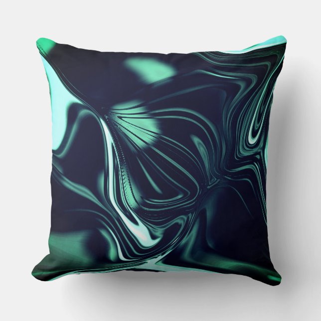 Coussin Courbes cyanes foncées avec une finition cristalli (Recto)