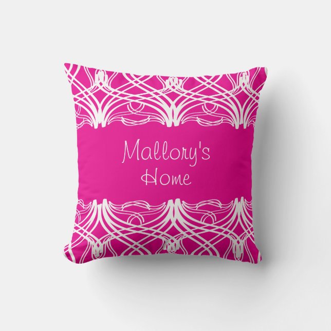 Coussin Courbes Design, Carré rose (Recto)