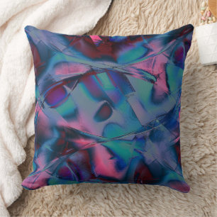 Coussin Courbes désordonnées polies de teintes cyan à rose