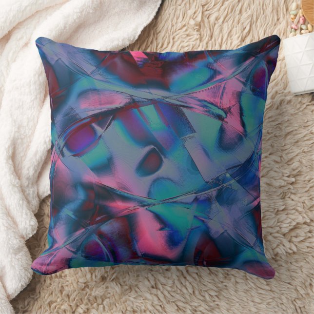 Coussin Courbes désordonnées polies de teintes cyan à rose (Couverture)