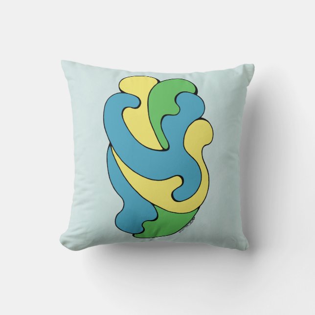 Coussin Courbes d'insertion (Jaune, Bleu, Vert) (Recto)