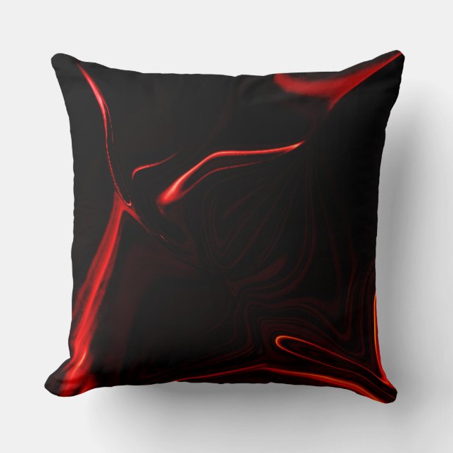 Coussin Courbes, ondulation en rouge le plus foncé, fond n (Recto)
