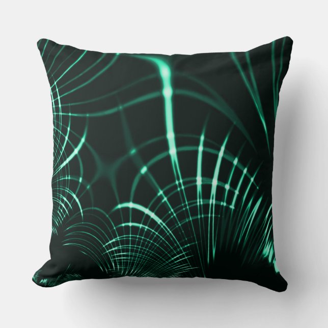 Coussin Courbes pointues dans un mélange de vert jungle et (Recto)