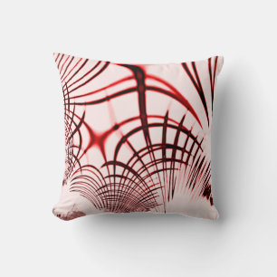 Coussin Courbes rouge et marron croisées sur arrière - pla