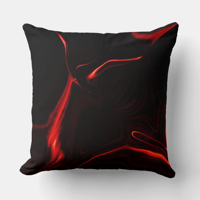 Coussin Courbes rouges ou ondulations dans les fonds rouge (Recto)