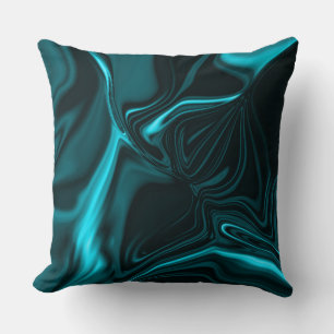 Coussin Courbes turquoise, ciel profond ou cyan