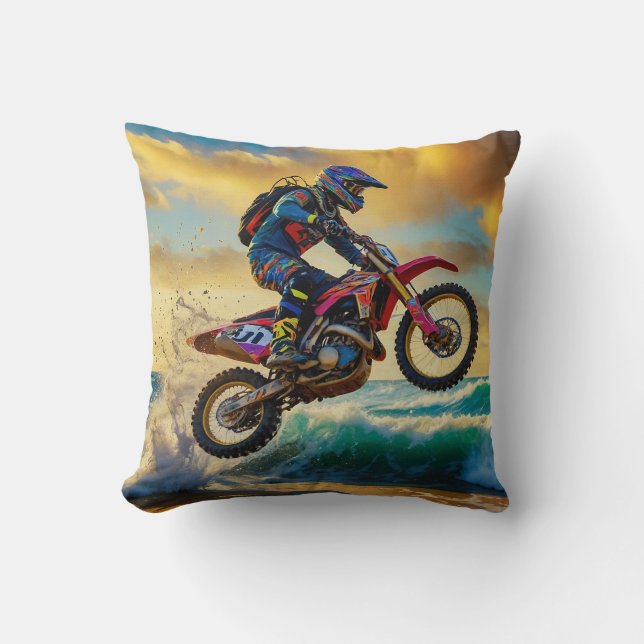 Coussin Coureur de motocross à la course sur la plage II (Recto)