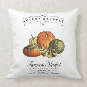 Coussin courges et citrouille vintages modernes de chute