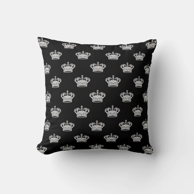 Coussin Couronne 01 - Blanc sur noir (Recto)