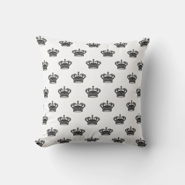 Coussin Couronne 01 - Noir sur blanc (Recto)