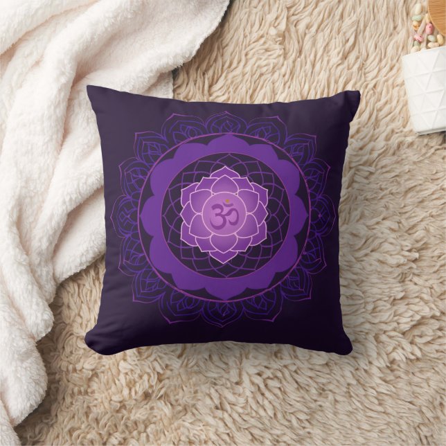 Coussin Couronne Chakra Mandala -Sahasrara Avec Om (Couverture)