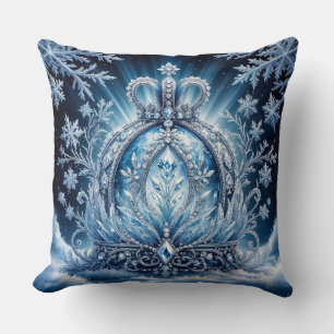 Coussin Couronne complexe recouverte de givre avec des gem