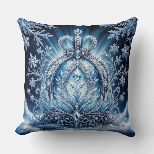 Coussin Couronne complexe recouverte de givre avec des gem (Recto)