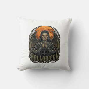 Coussin Couronne d'ailes de nonne démon de Halloween Lune
