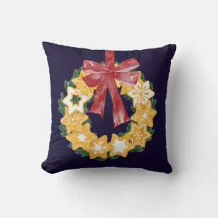 Coussin Couronne de biscuits de Noël avec Arrière - plan b