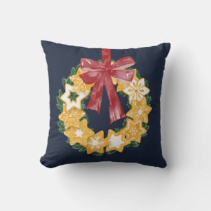 Coussin Couronne de biscuits de Noël avec Arrière - plan g