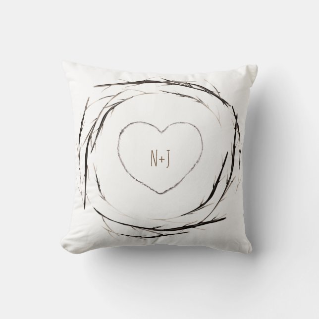 Coussin Couronne de branches rustiques chic campagne (Recto)