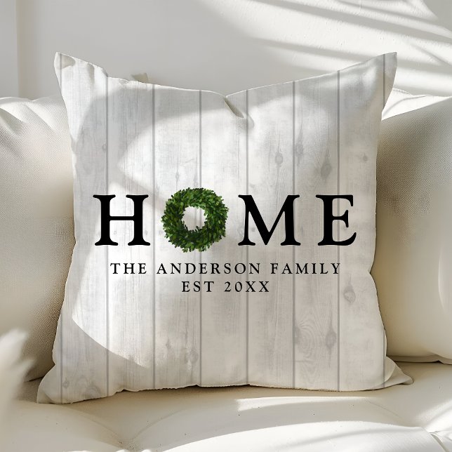 Coussin Couronne de buis en bois blanc rustique pour la ma (Créateur téléchargé)