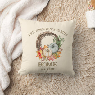 Coussin Couronne de citrouille rustique d'automne pour la