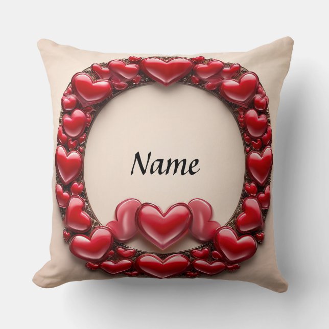 Coussin Couronne de cœur décorative avec des cœurs rouges  (Recto)
