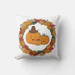 Coussin Couronne de famille de citrouille d'automne