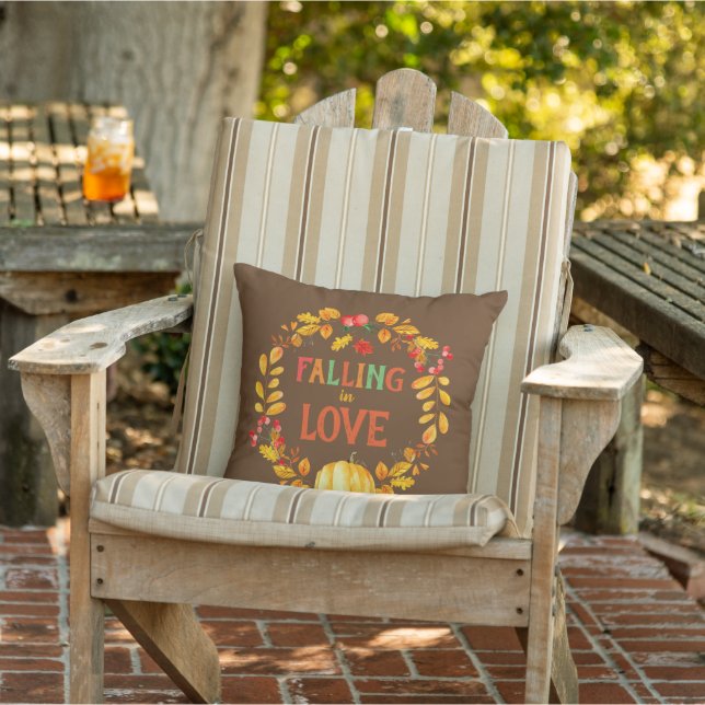 Coussin Couronne de feuilles de citrouille d'automne Tombe (Chaise)