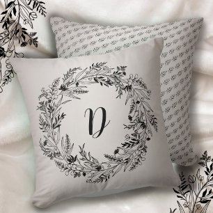 Coussin Couronne de feuilles minimaliste élégante D
