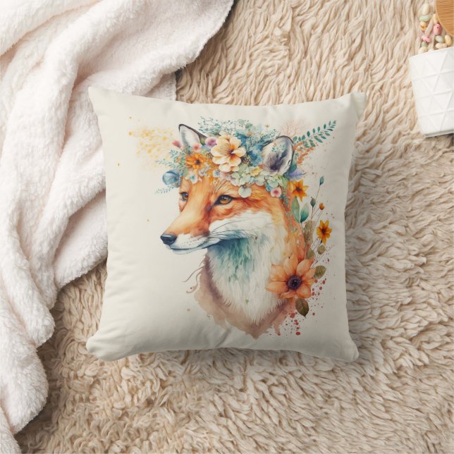 Coussin Couronne de fleurs de renard aquarelle (Couverture)