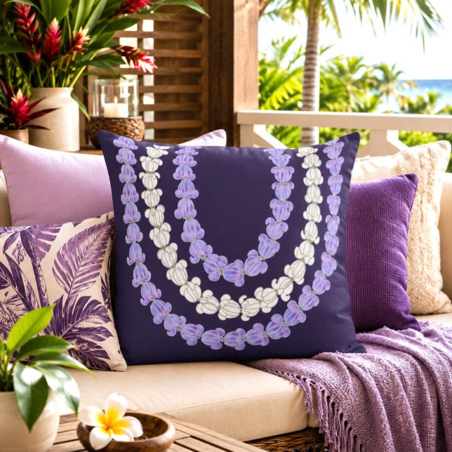 Coussin Couronne de fleurs lei hawaïenne (Créateur téléchargé)