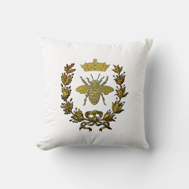 Coussin Couronne de guirlande d'abeille d'or et votre (Recto)