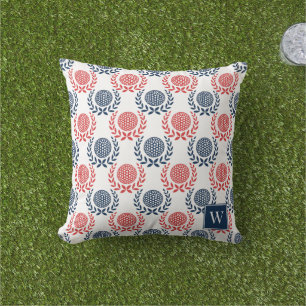 Coussin Couronne de laurier de golf Preppy - Rouge & Marin